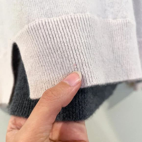 DUFFY 100% Cashmere Colorblock Light Pink Designer Tight Knit Slim Sweater M - Picture 5 of 10